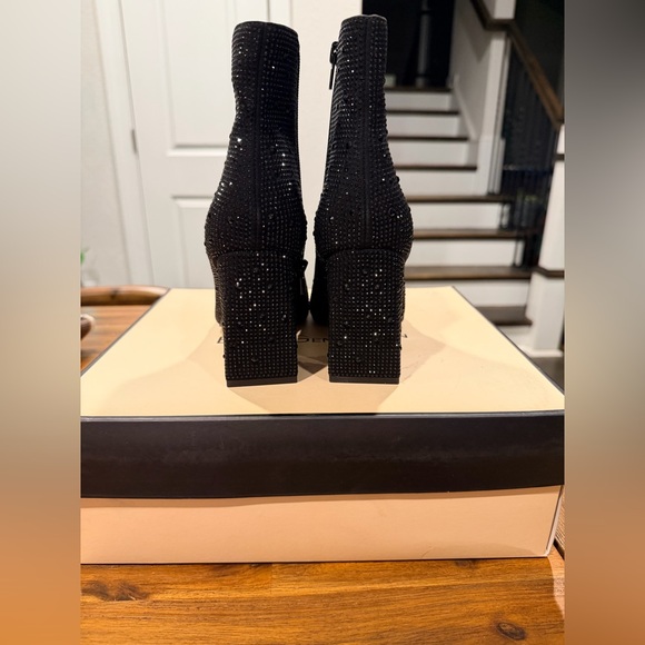 BCBGeneration Black Crystal-Embellished Pointed Toe Ankle Boots - Picture 4 of 5